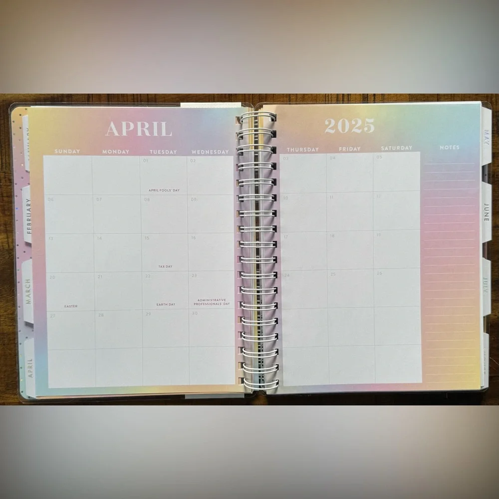Agenda 2025 Colorful Tie-Dye Dated Planner Tabbed Dividers Calendar NWT